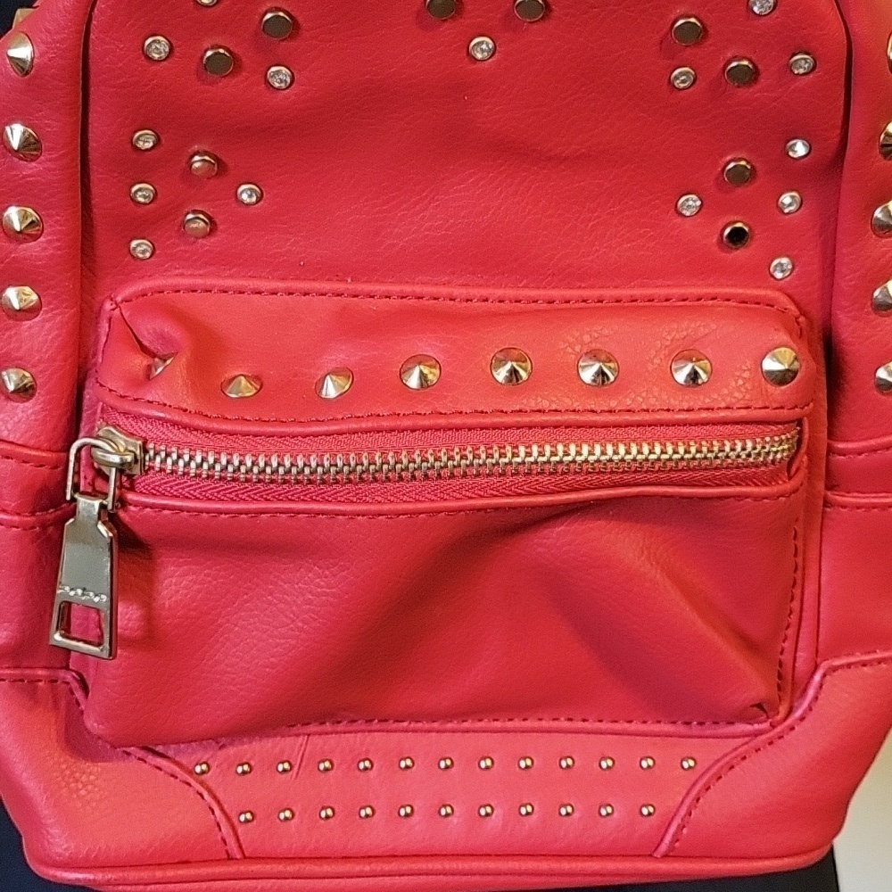 Bebe Red Studded Backpack - Picture 3 of 13